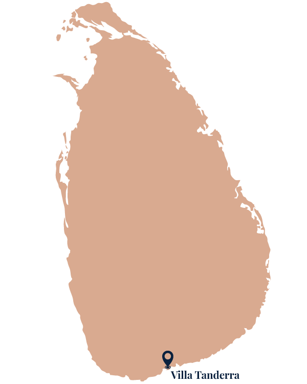Villa Tanderra location marked on Sri Lanka Map